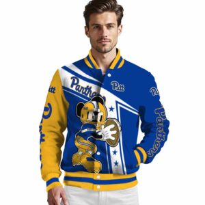 custom pittsburgh panthers mickey football royal blue white jacket high quality