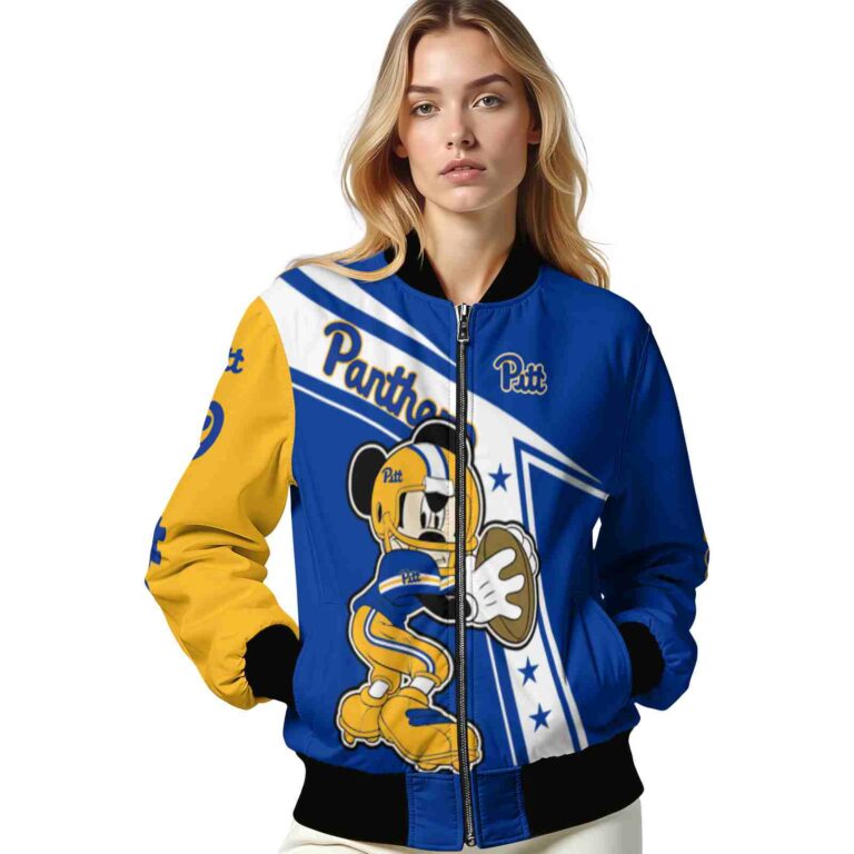custom pittsburgh panthers mickey football royal blue white jacket latest model