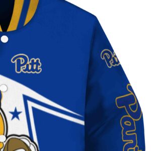 custom pittsburgh panthers mickey football royal blue white jacket premium grade