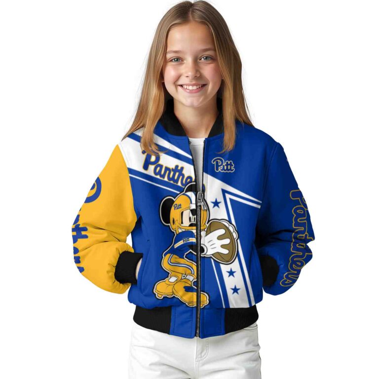 custom pittsburgh panthers mickey football royal blue white jacket top rated