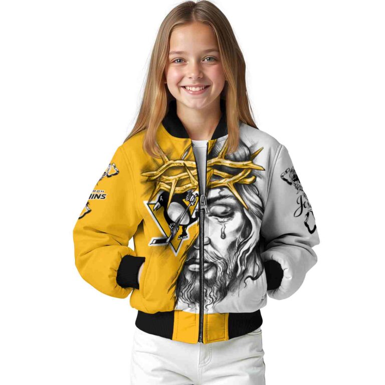 custom pittsburgh penguins jesus tears yellow white jacket top rated