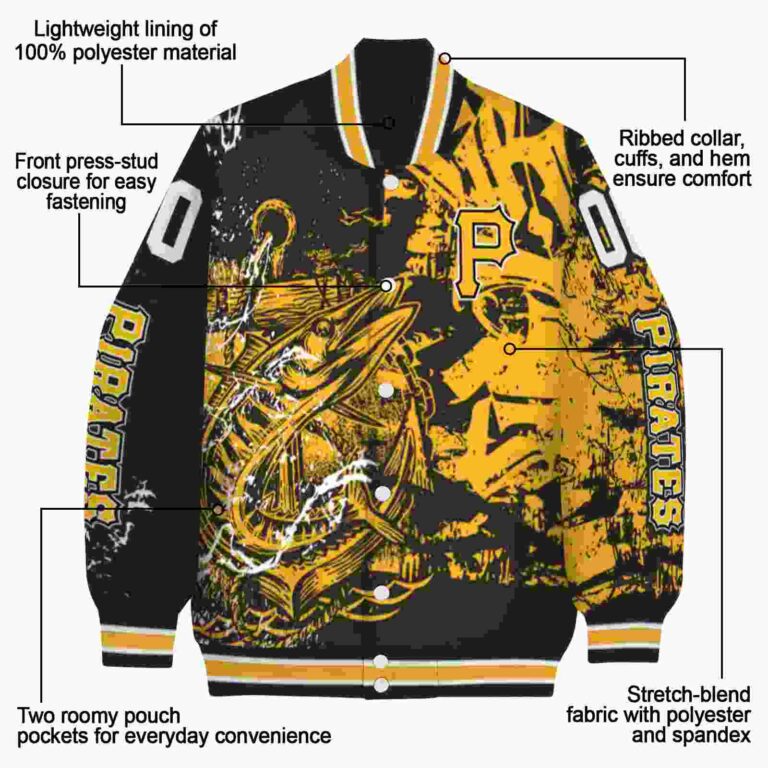 custom pittsburgh pirates fishing art black jacket new arrival