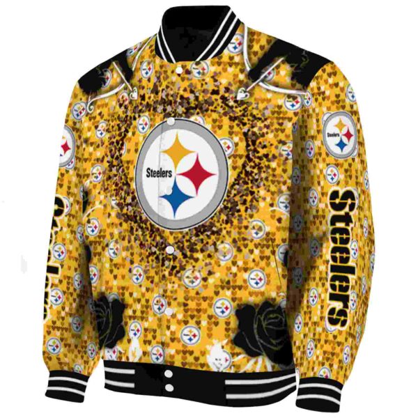 custom pittsburgh steelers heart explosion gold jacket best selling
