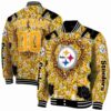 custom pittsburgh steelers heart explosion gold jacket fashion forward