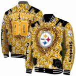 custom pittsburgh steelers heart explosion gold jacket best selling