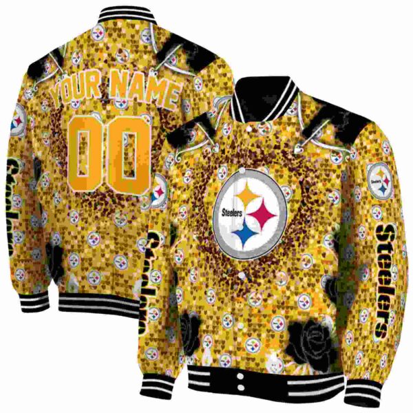 custom pittsburgh steelers heart explosion gold jacket fashion forward