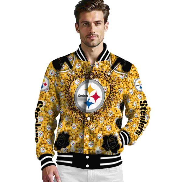 custom pittsburgh steelers heart explosion gold jacket high quality