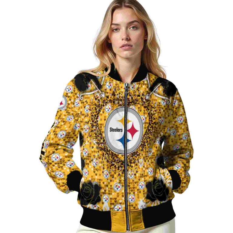 custom pittsburgh steelers heart explosion gold jacket latest model