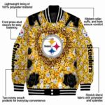custom pittsburgh steelers heart explosion gold jacket best selling