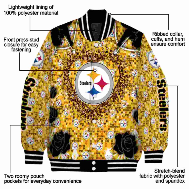 custom pittsburgh steelers heart explosion gold jacket new arrival