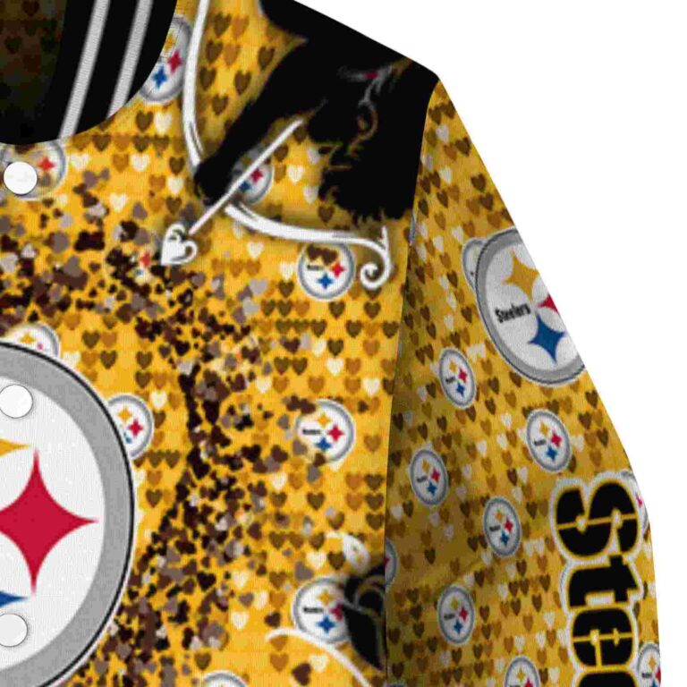 custom pittsburgh steelers heart explosion gold jacket premium grade