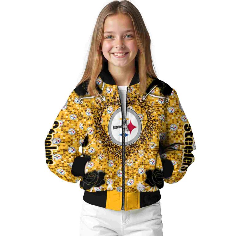 custom pittsburgh steelers heart explosion gold jacket top rated