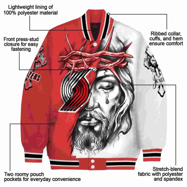 custom portland trail blazers jesus tears red white jacket new arrival