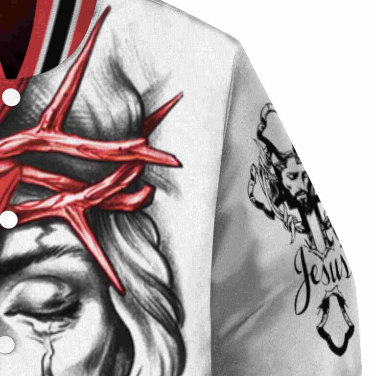 custom portland trail blazers jesus tears red white jacket premium grade