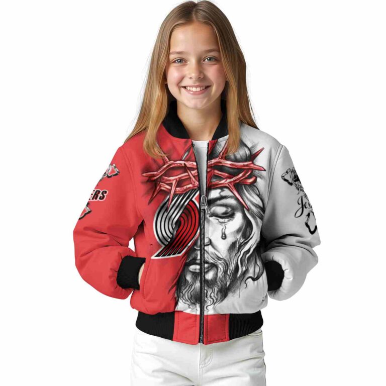 custom portland trail blazers jesus tears red white jacket top rated