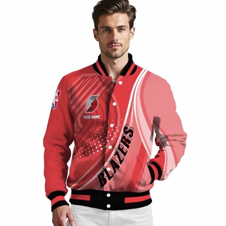 custom portland trail blazers wave patterns red jacket high quality