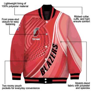 custom portland trail blazers wave patterns red jacket new arrival