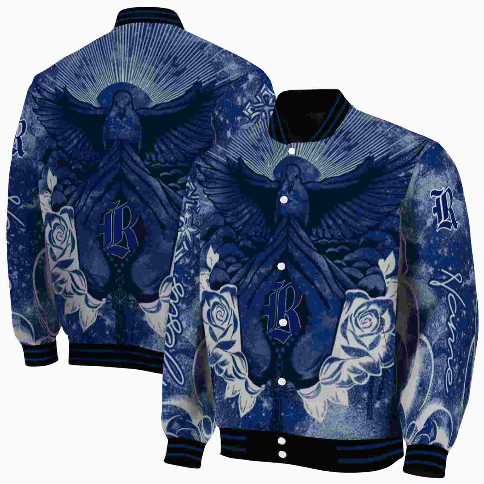 custom rice owls praying hands navy blue jacket fashion forward custom rice owls praying hands navy blue jacket fashion forward