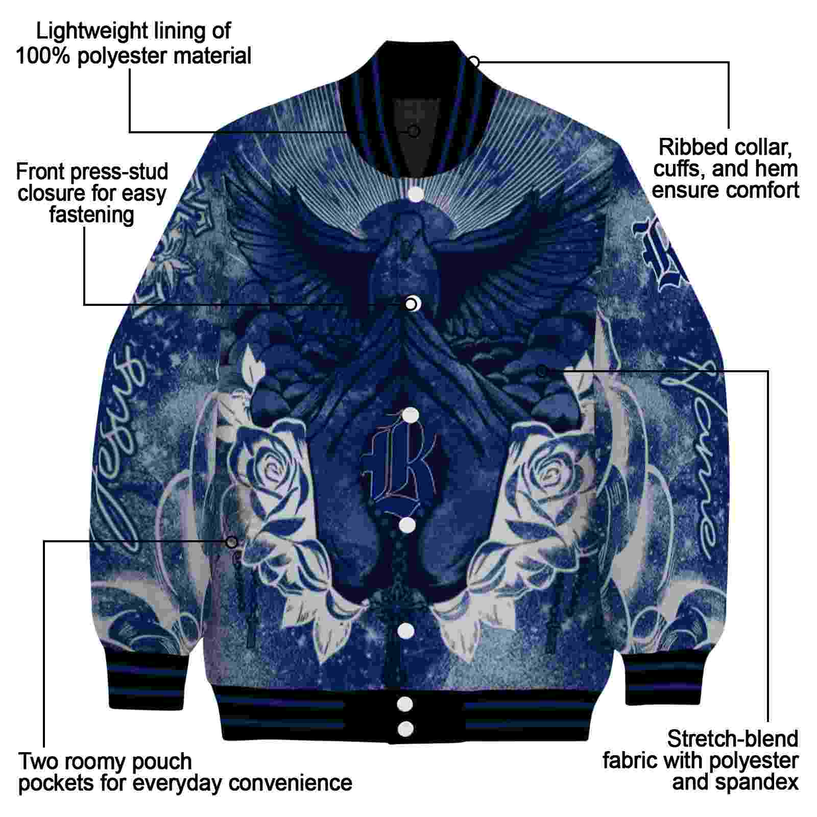 custom rice owls praying hands navy blue jacket new arrival custom rice owls praying hands navy blue jacket new arrival