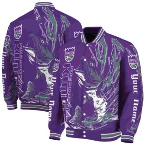 custom sacramento kings fishing passion purple white jacket fashion forward