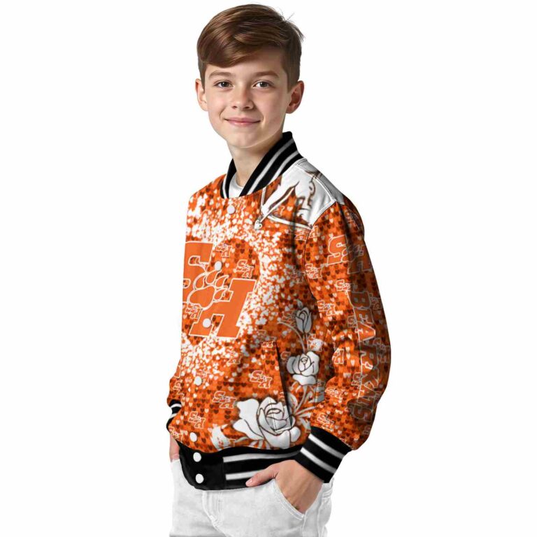 custom sam houston bearkats heart explosion orange jacket trendy