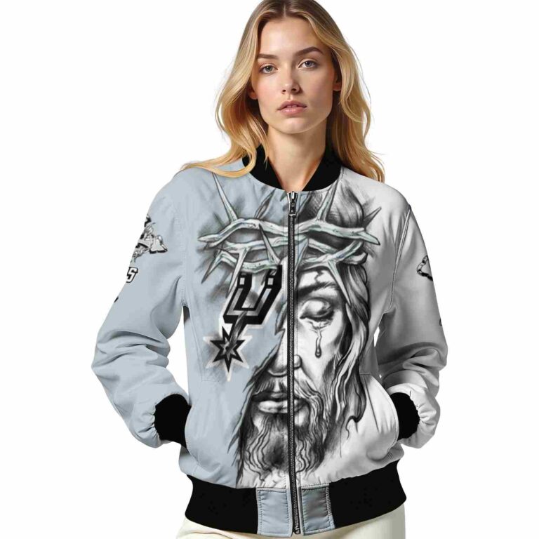 custom san antonio spurs jesus tears silver white jacket latest model