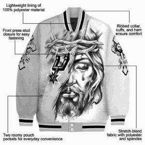 custom san antonio spurs jesus tears silver white jacket new arrival