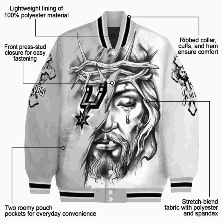 custom san antonio spurs jesus tears silver white jacket new arrival