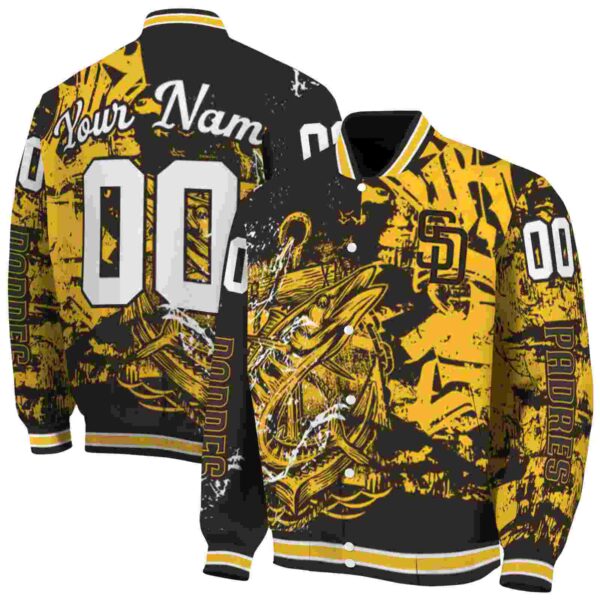 custom san diego padres fishing art brown jacket fashion forward