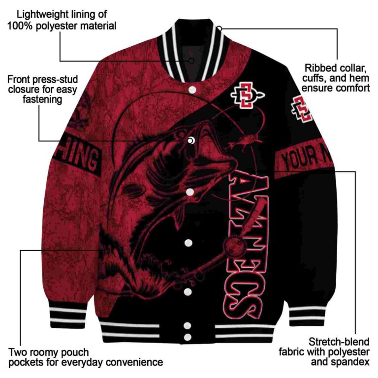 custom san diego state aztecs fishing rod black jacket new arrival