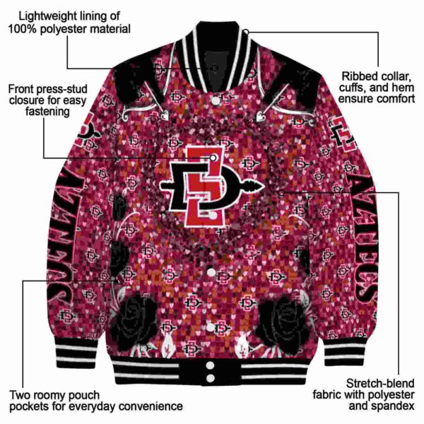 custom san diego state aztecs heart explosion red jacket new arrival