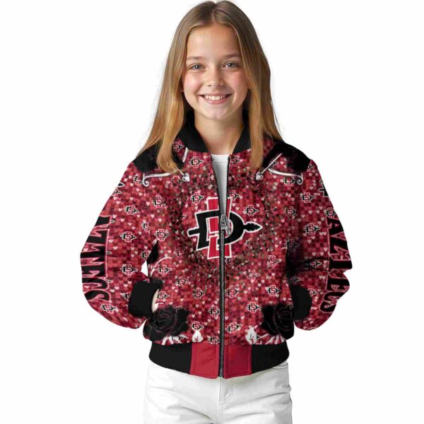 custom san diego state aztecs heart explosion red jacket top rated