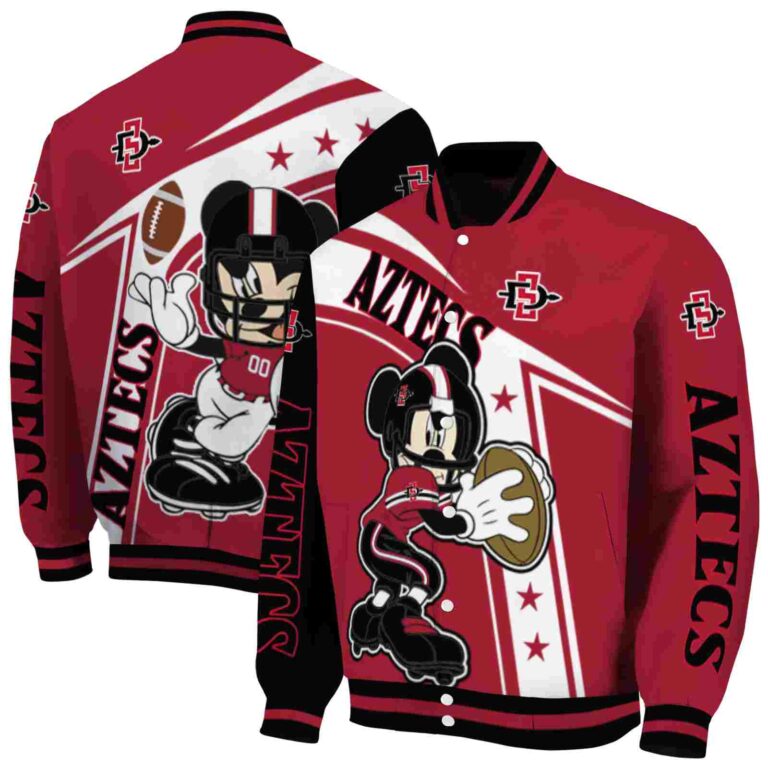 custom san diego state aztecs mickey football red white jacket fashion forward