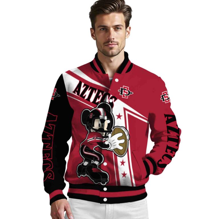 custom san diego state aztecs mickey football red white jacket high quality