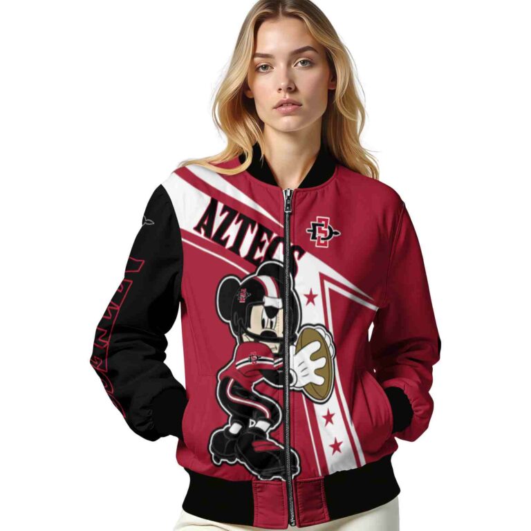 custom san diego state aztecs mickey football red white jacket latest model