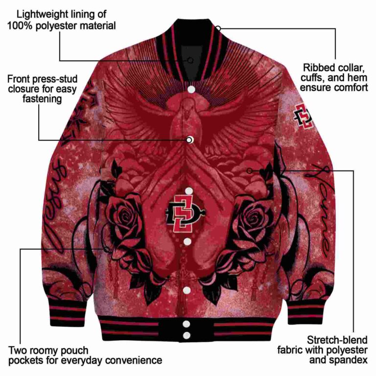 custom san diego state aztecs praying hands red jacket new arrival