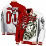 custom san francisco 49ers jesus tears red white jacket best selling