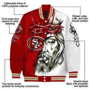 custom san francisco 49ers jesus tears red white jacket new arrival