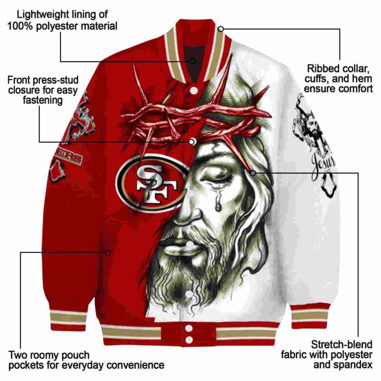 custom san francisco 49ers jesus tears red white jacket new arrival