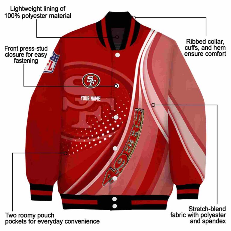 custom san francisco 49ers wave patterns red jacket new arrival