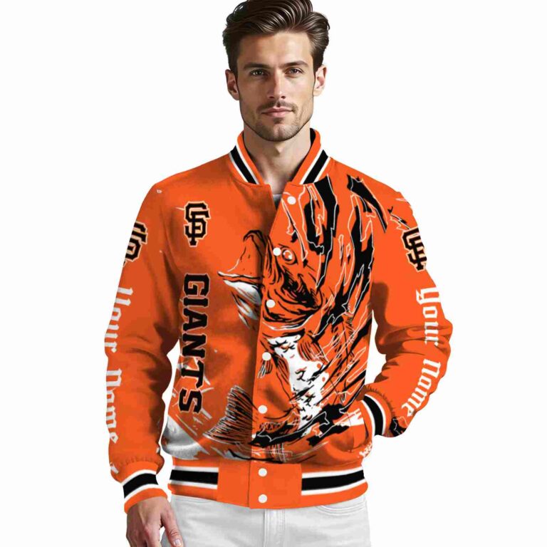 custom san francisco giants fishing passion orange white jacket high quality