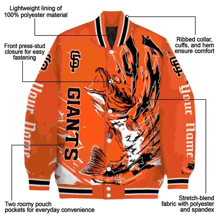 custom san francisco giants fishing passion orange white jacket new arrival