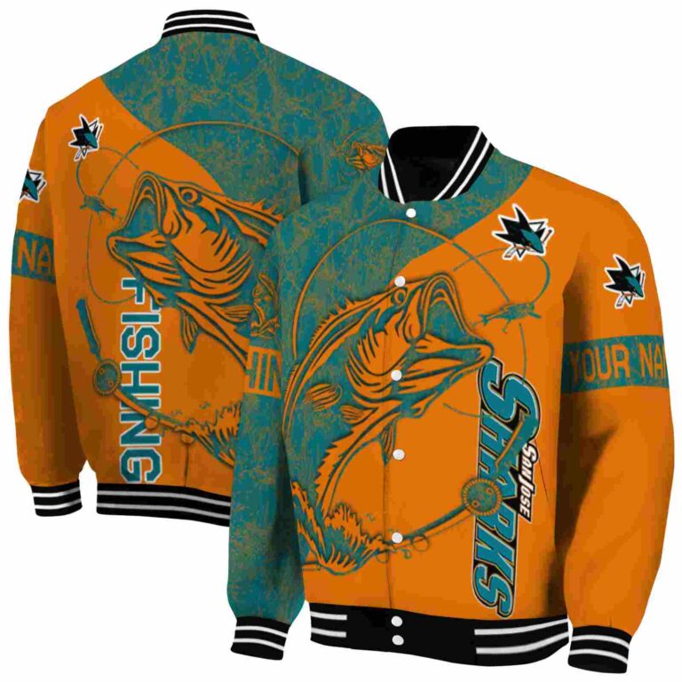 custom san jose sharks fishing rod orange jacket fashion forward