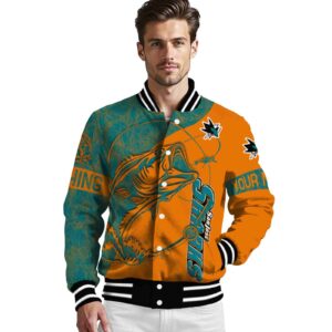 custom san jose sharks fishing rod orange jacket high quality