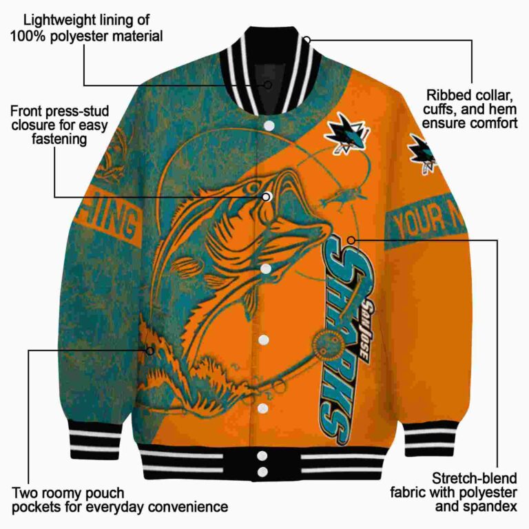 custom san jose sharks fishing rod orange jacket new arrival
