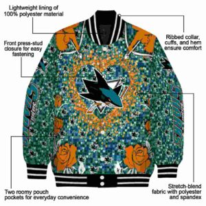 custom san jose sharks heart explosion teal jacket new arrival