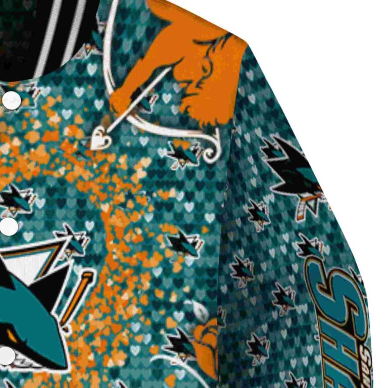 custom san jose sharks heart explosion teal jacket premium grade