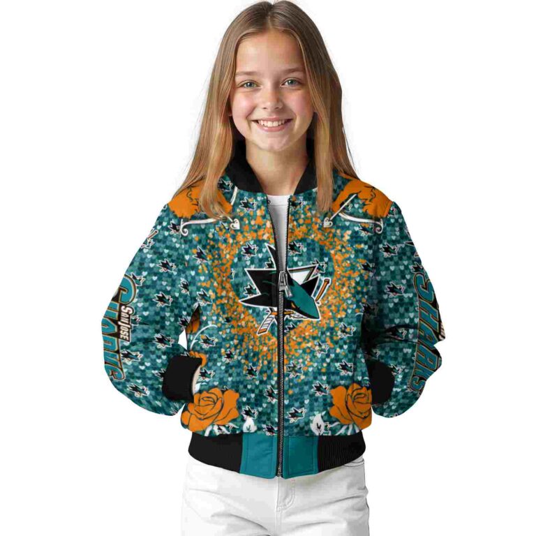 custom san jose sharks heart explosion teal jacket top rated