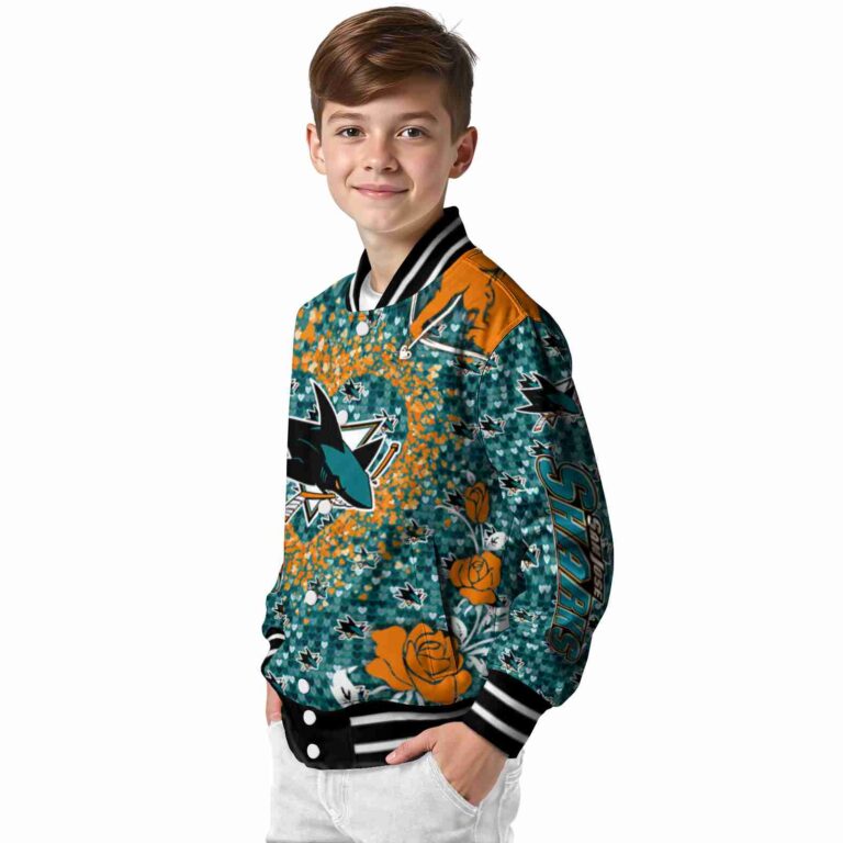 custom san jose sharks heart explosion teal jacket trendy