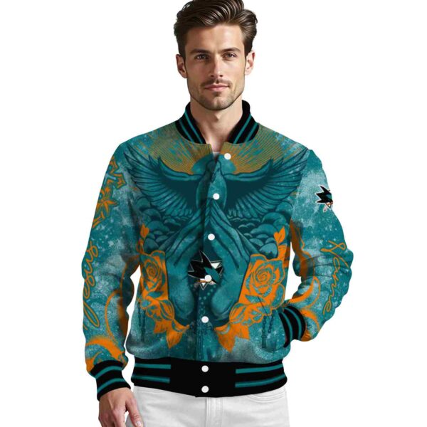 custom san jose sharks praying hands teal jacket high quality